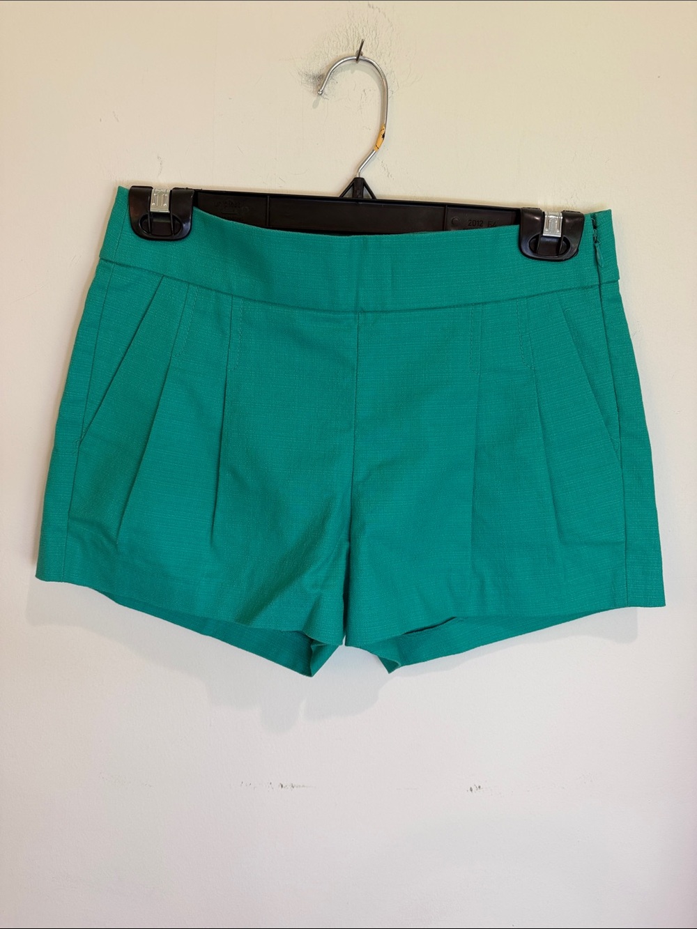 NWT J. Crew Green Cotton Blend Pleated Dress Shorts, 00